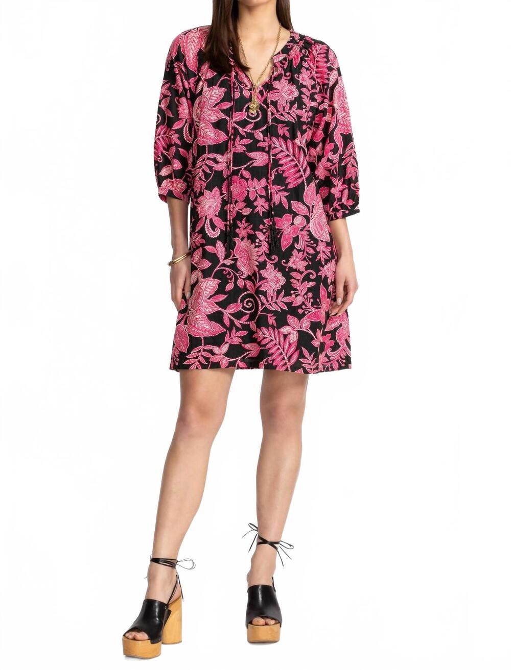 NEW JOHNNY WAS tassel alycia dress in black